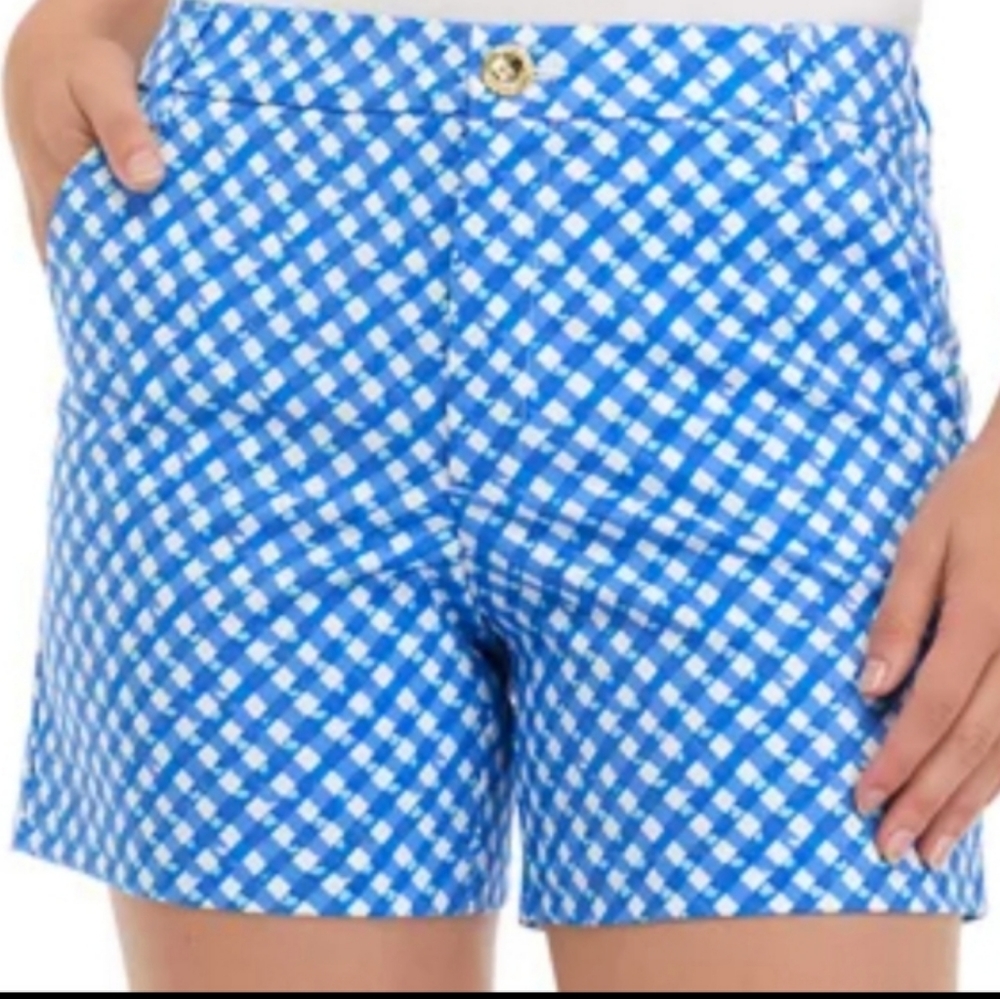 Lilly pulitzer NWT sz2 GRETCHEN 5" high rise shorts NWT checkered blue white